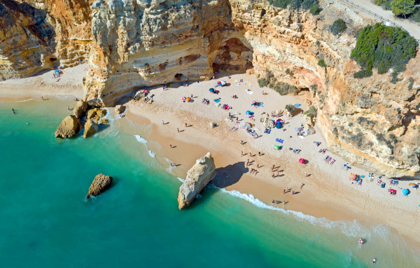 Marinha Beach, Atlantic coast in Caramujeira, Portugal